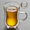 Tazas de vidrio doble tazas de café vidrio transparente cintura interior interior tazas de agua para uso en la oficina tazas de té tazas dobles details Picture